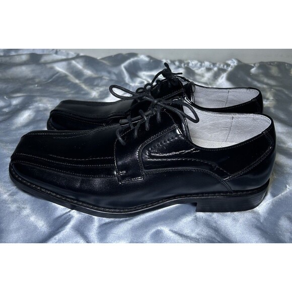 Stacy Adams Men’s Lace Up Square Toe Black Dress Shoes Size 9W - Picture 3 of 6